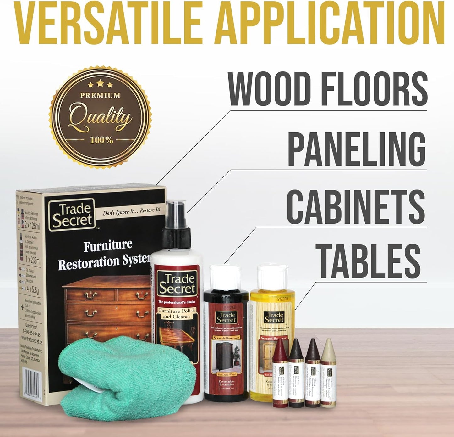 Trade Secret Scratch Concealer for Real Wood Furniture & Floors – Restores Dark Wood Scratch, Covers Nicks, Scuffs & Dogs, Cats Scratches, Marks, Minor Defects