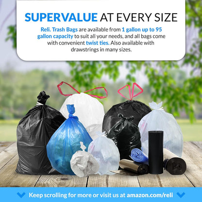 Reli. 33 Gallon Trash Bags Heavy Duty | 50 Trash Bags with Ties | Super Sizeable, Clear, Serious Garbage Cleanup