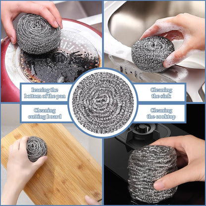Stainless Steel Scrubber Scrubbing Scouring Pad Sponges Clean Pot Pan and Steel Wool for Kitchen Bathroom