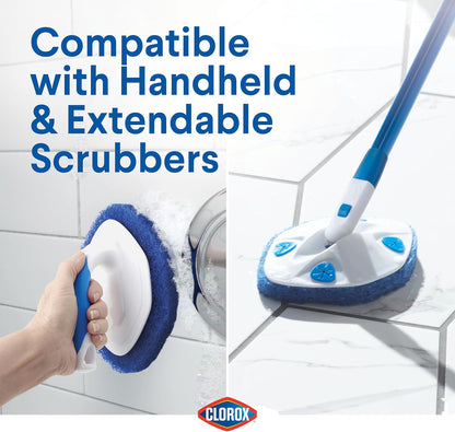 Clorox Extendable Tub & Tile Scrubber Refill, Diamond-Shaped Head Replacement Scrubber Pad, Blue