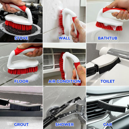 Scrub Brush - 6 Pack, Scrub Brushes for Cleaning, Heavy-Duty Scrub Brush, Stiff Bristles Cleaning Brush, for Kitchen, Bathtub, Floor and Wall Surfaces, Grey