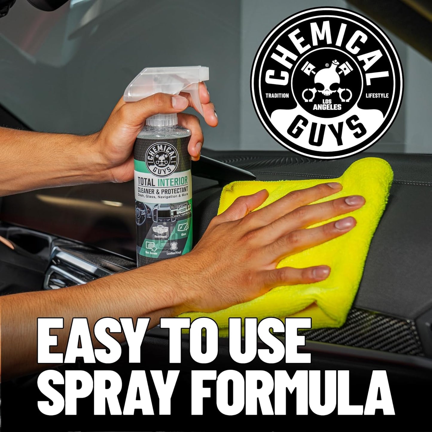 Chemical Guys Total Interior Cleaner & Protectant - Black Cherry, Car Cleaning Spray, Cleans and Protects Leather, Vinyl, Plastic, Rubber, and Glass, Safe for Trucks, SUVs, Jeeps, RVs & More - 16 oz