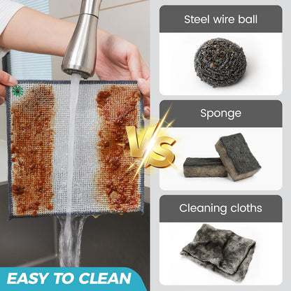 12 PCS Non Scratch Wire Dishcloth, Cleans Fast Without Scratching, Stands Up to Stuck-on Grime, Multi-Surface Safe, Wire Dishwashing Rag Cleaning Power for Everyday Jobs 7.87“ x 7.87”