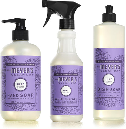 Mrs. MEYER'S Kitchen Set, Dish Soap, Hand Soap, and Multi-Surface Cleaner, 3 CT (Peony)