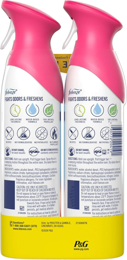 Febreze Air Mist Air Freshener Spray, Odor-Fighting Room Spray, Air Fresheners for Home and Bathroom and Kitchen, Aerosol Can, Downy April Fresh Scent, 8.8oz (Pack of 2)