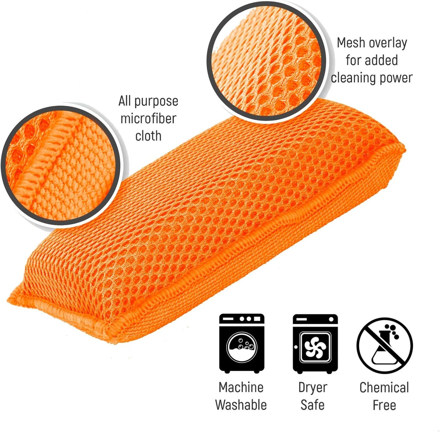 Miracle Microfiber Kitchen Sponge by Scrub-It - Non-Scratch Heavy Duty Dishwashing Cleaning sponges- Machine Washable - (Blue)