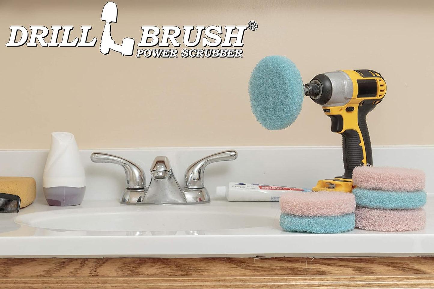 Bathroom - Cleaning Supplies - Drill Brush Power Scrubber Pads - Shower Cleaner - Bathtub - Bath Mat - Bathroom Sink - Tile Cleaner - Baseboard Cleaner - Vinyl Flooring - Hard Water Stain Remover