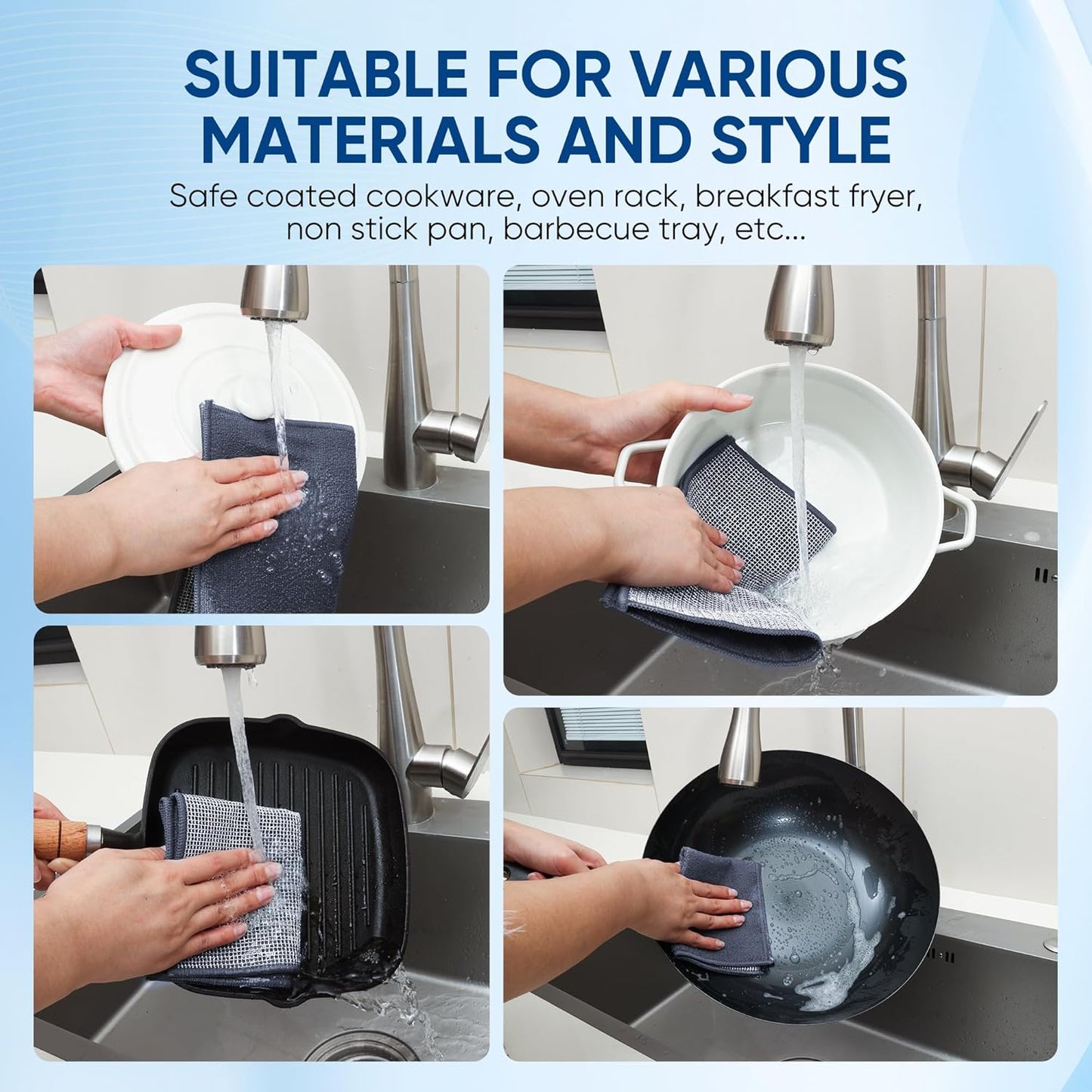 Forggon12 Pcs New Upgrade 3-Layer Metal Dish Cloth, No Scratches and No Odor, Multipurpose Wire Dishwashing Rag for Wet and Dry, Kitchen Cleaning DishRags,Sinks,Dishes,Stove Top, Dimensions(7.08X8.86)