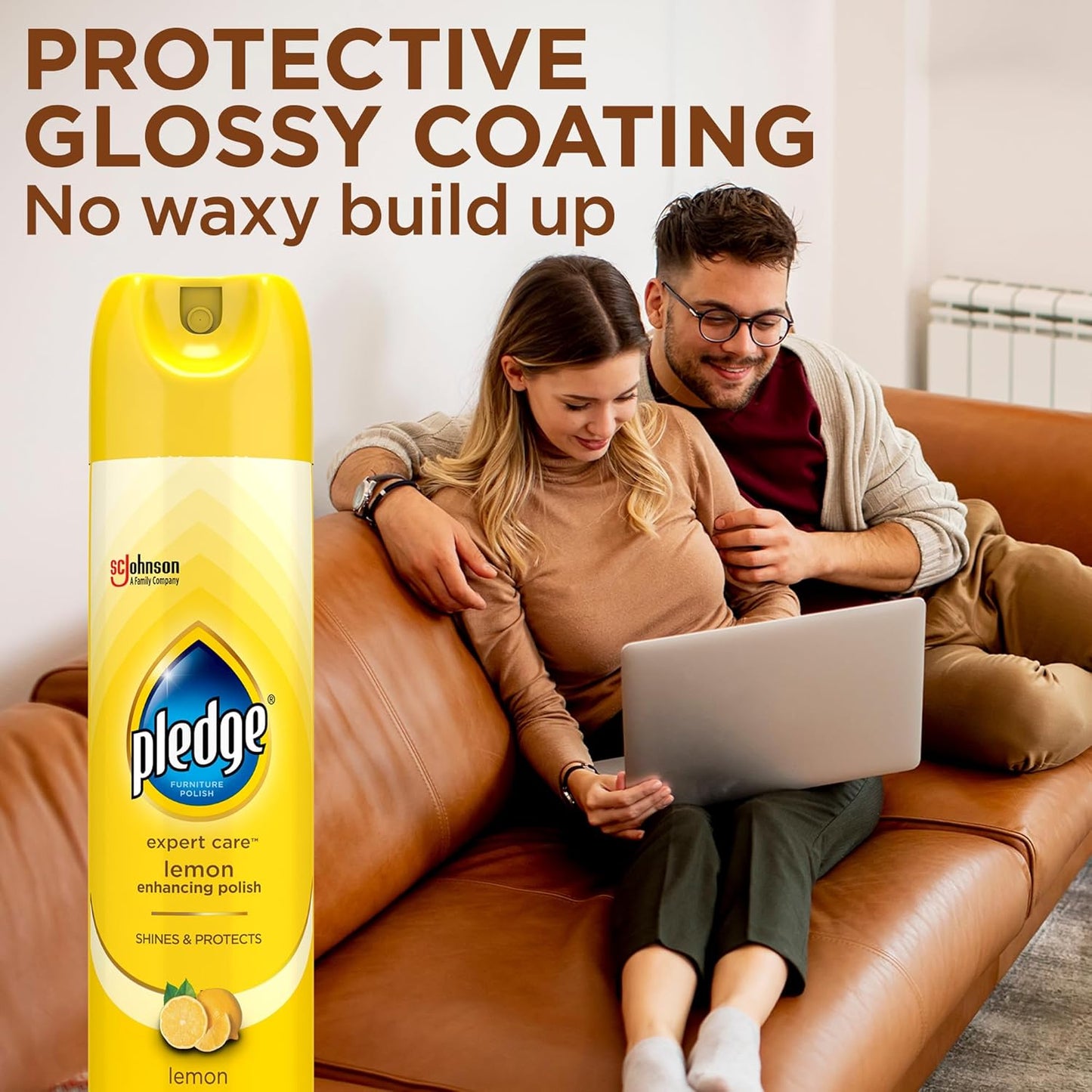 Pledge Enhancing Polish Spray, Wood Furniture & Stainless Steel Polish, Remove Dust and Fingerprints, Fast Shine and Protect, Prevent Scratches & Knicks - Lemon Scent, 9.7oz (Pack of 12)