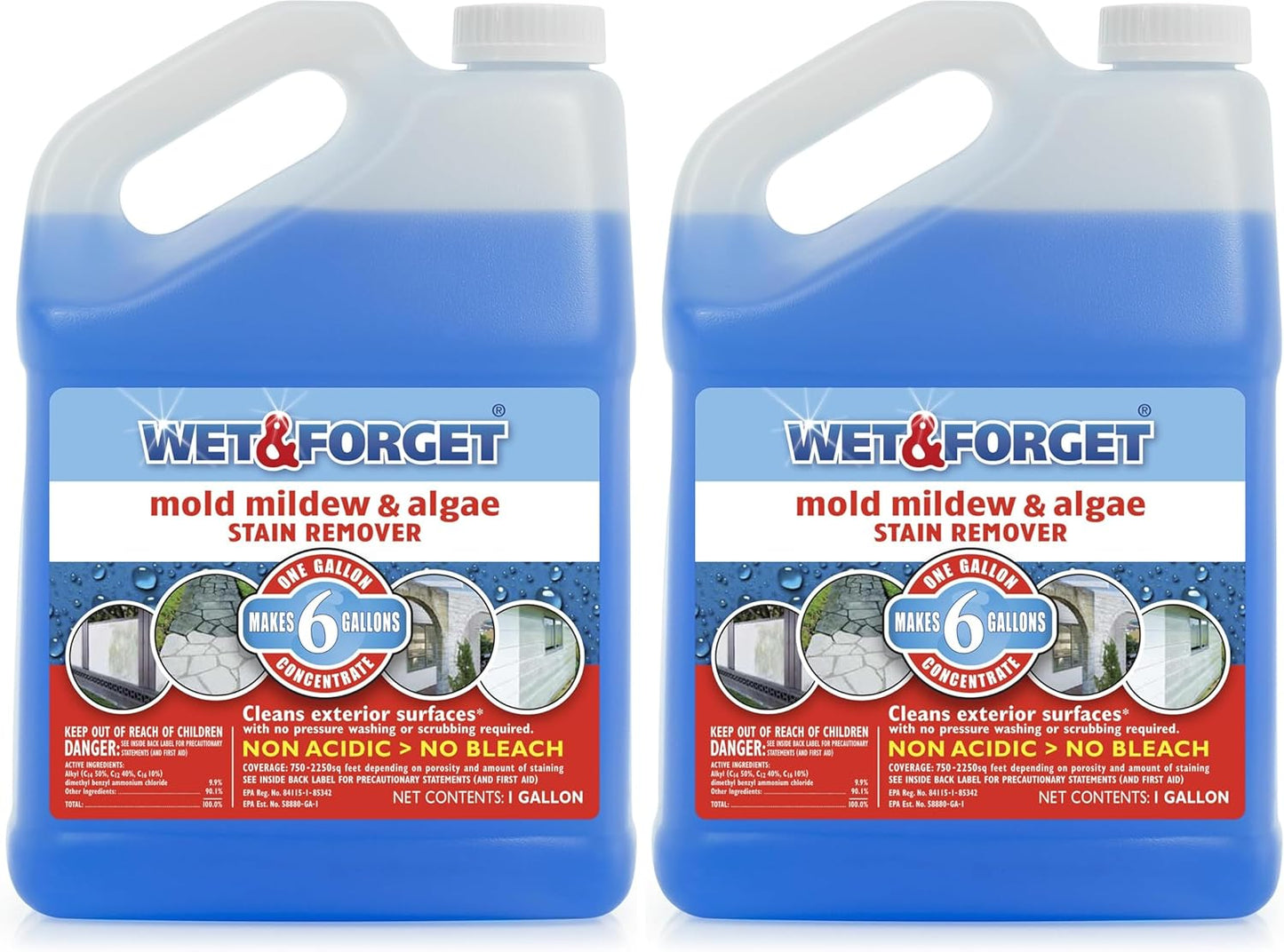 Wet & Forget Moss, Mold, Mildew, & Algae Stain Remover Multi-Surface Outdoor Cleaner Concentrate, Original, 128 Fluid Ounces