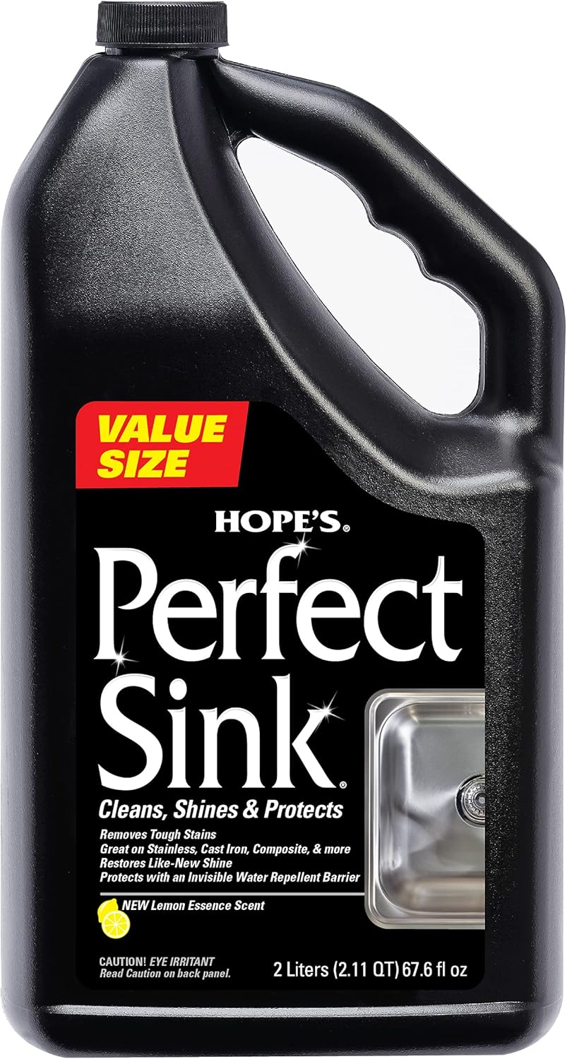 HOPE'S Perfect Sink Cleaner and Polish, Restorative, Removes Stains, Cast Iron, Corian, Composite, Acrylic, 8.5 Fl Oz