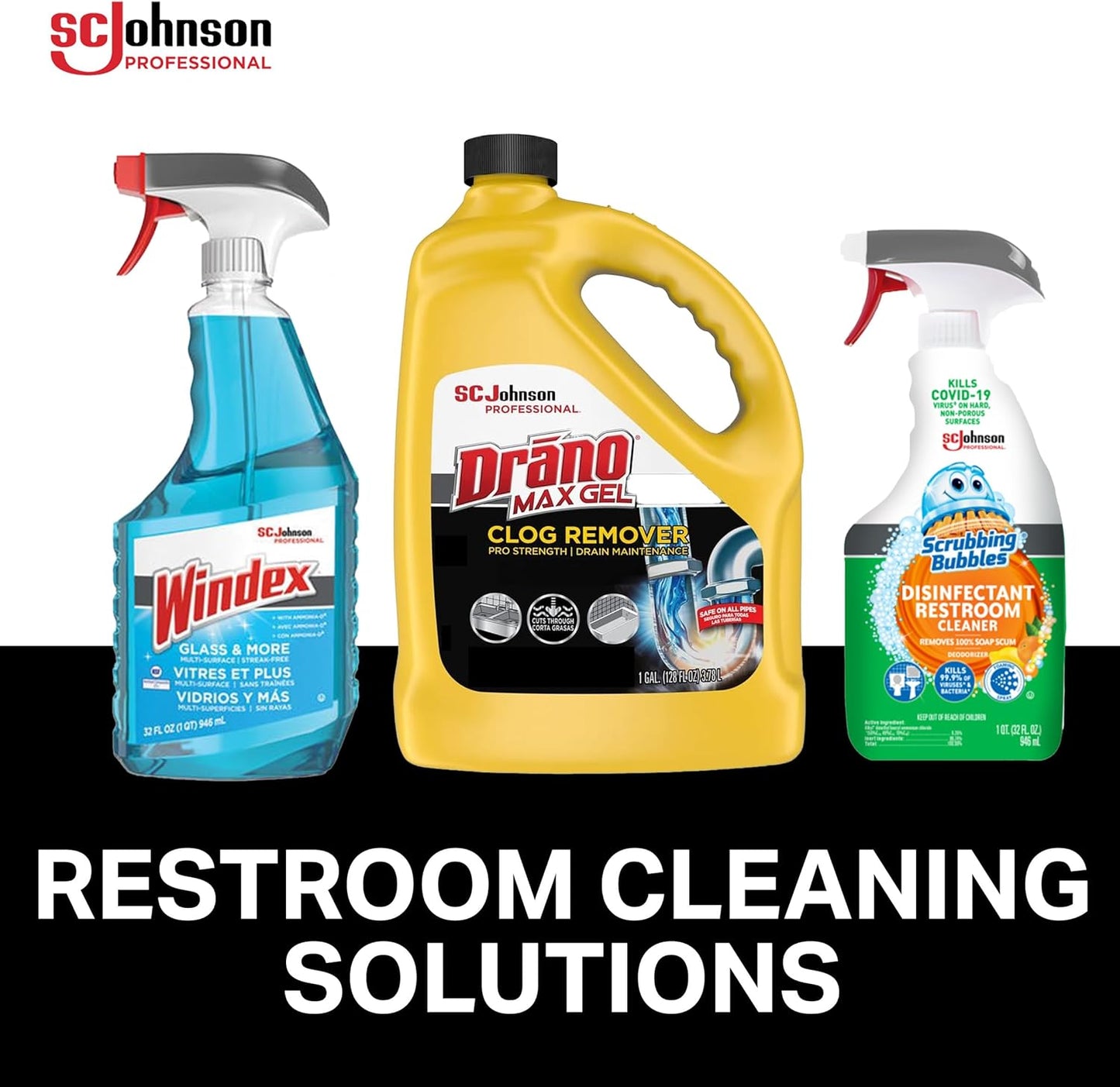 SC Johnson Professional Drano 696642 Max Gel Clog Remover, Bleach Scent, 128 oz Bottle, 4/Carton
