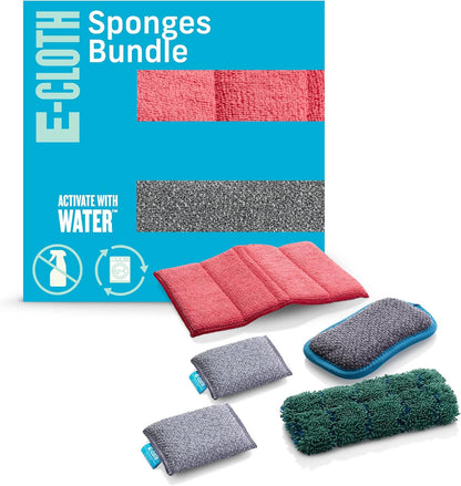 E-Cloth Non-Scratch Scrubbing Pads - Scrubbing Dish Sponges Kitchen Cleaning Kit - Reusable Scrubber Sponges for Dishes and Cleaning - Non-Scratch Scrubbers for Cleaning - 2-Pack
