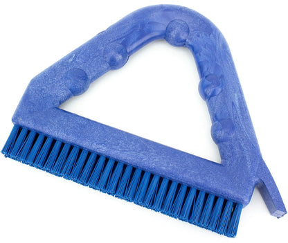 SPARTA Plastic Commercial Grout Brush, Triangle-Shaped Scrub Brush with Scraper and Two Threaded Holes for Attaching Handle (Sold Separately), 9 x 7 x 7 Inches, Gray