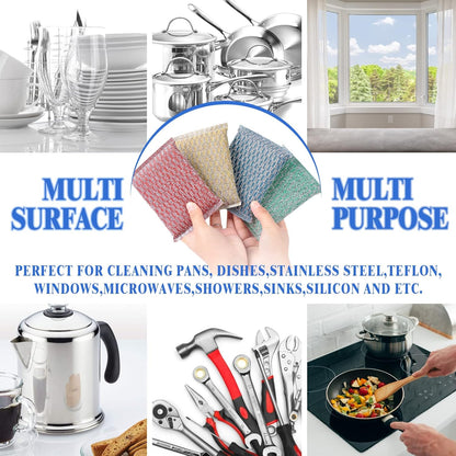 6Pcs Steel Wool Scrubbers - Flexible Scrubber Pads for Cleaning Dishes, Pots, Pans, Grills and Sinks