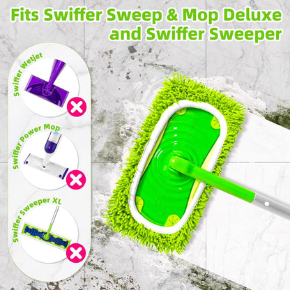 Reusable Mop Pads Compatible with Swiffer Sweeper Mop, Microfiber Dry Sweeping Cloths & Machine Washable Wet Pads Refill for Use on All Sealed Floors - Stone, Hardwood, Laminate & Tile (6 Blue)