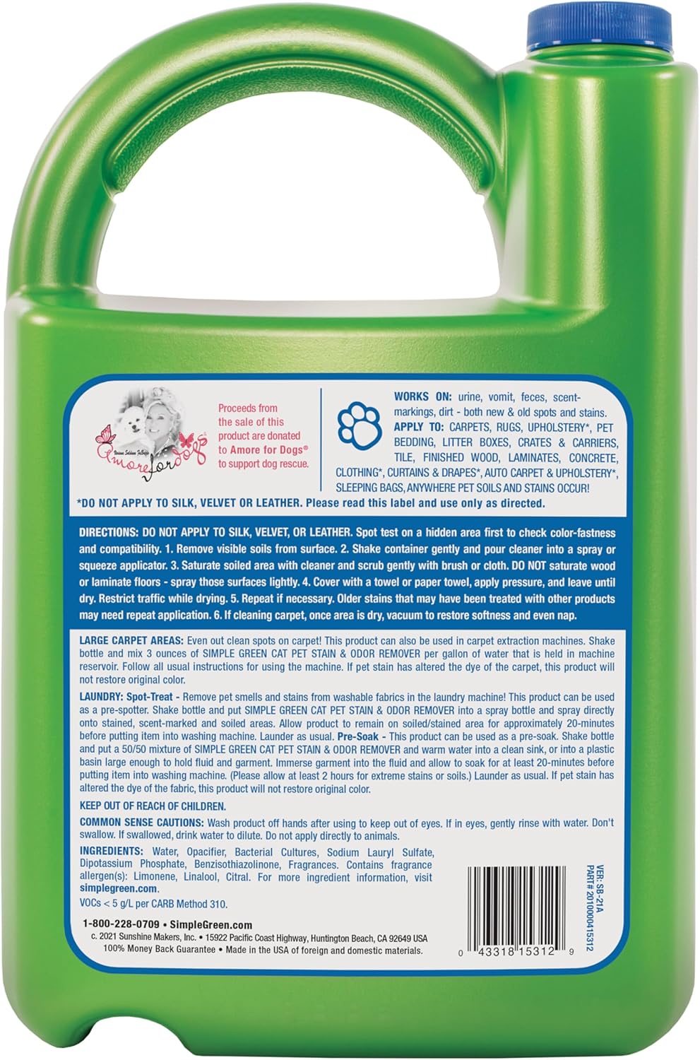 Cat Stain & Odor Remover - Enzyme Cleaner for Cat Urine, Feces, Blood, Vomit - 32oz