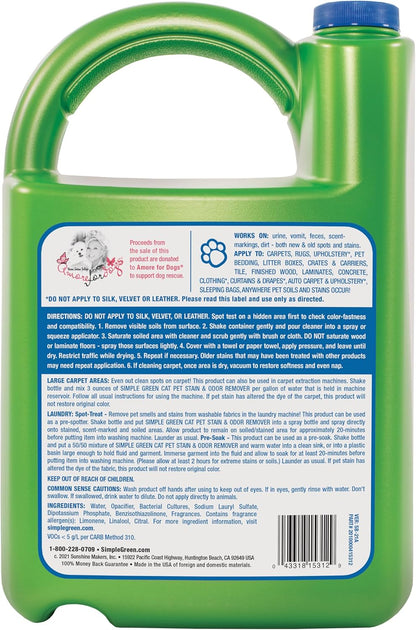 Cat Stain & Odor Remover - Enzyme Cleaner for Cat Urine, Feces, Blood, Vomit - 32oz