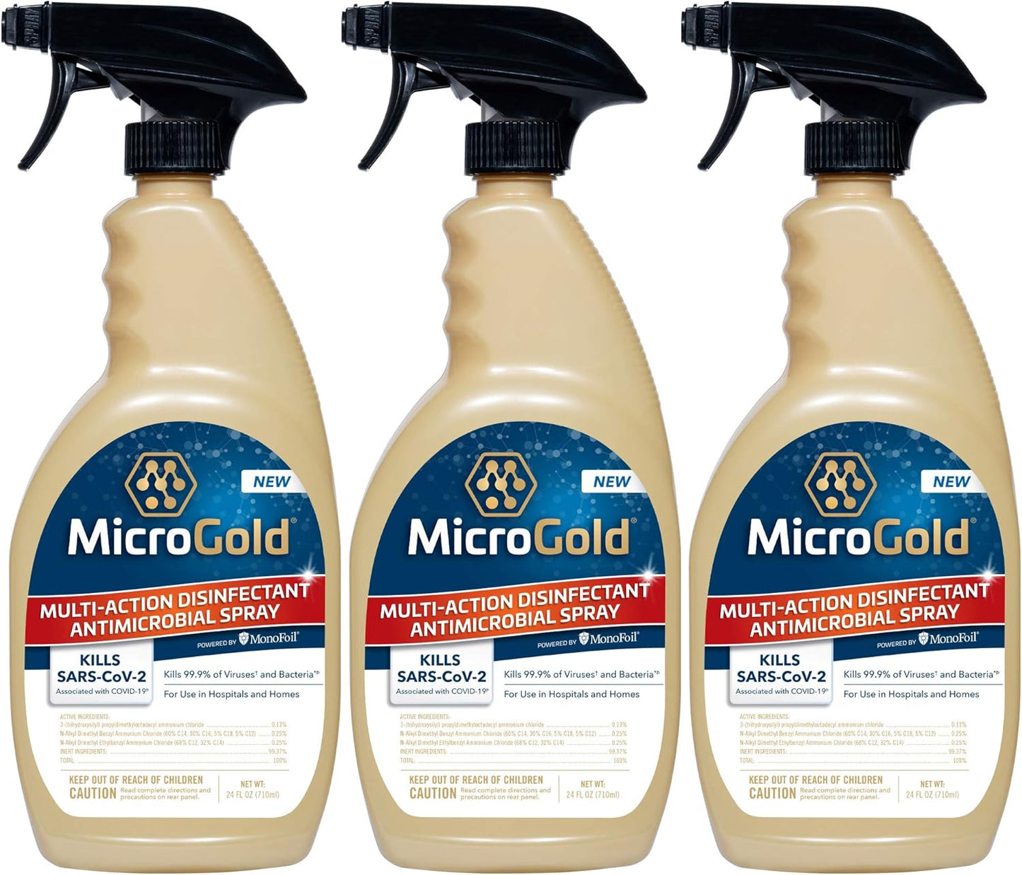 MicroGold Multi-Action Disinfectant Antimicrobial Spray Tested and Proven Effective to Kill the COVID-19 Virus, Kills 99.9% of Viruses and Bacteria, 24 Fluid Ounces, 1 Pack, Packaging May Vary