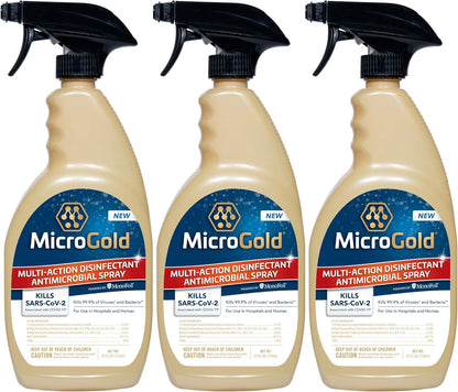 MicroGold Multi-Action Disinfectant Antimicrobial Spray Tested and Proven Effective to Kill the COVID-19 Virus, Kills 99.9% of Viruses and Bacteria, 24 Fluid Ounces, 1 Pack, Packaging May Vary