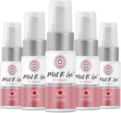 Mist N’ Go by Omaze Travel Bathroom Spray for Toilet Spray Odor Eliminator - Travel Toilet Spray for Bathroom Air Freshener Spray for Bathroom Deodorizer - Clean Mix, Travel Size (1oz x2)