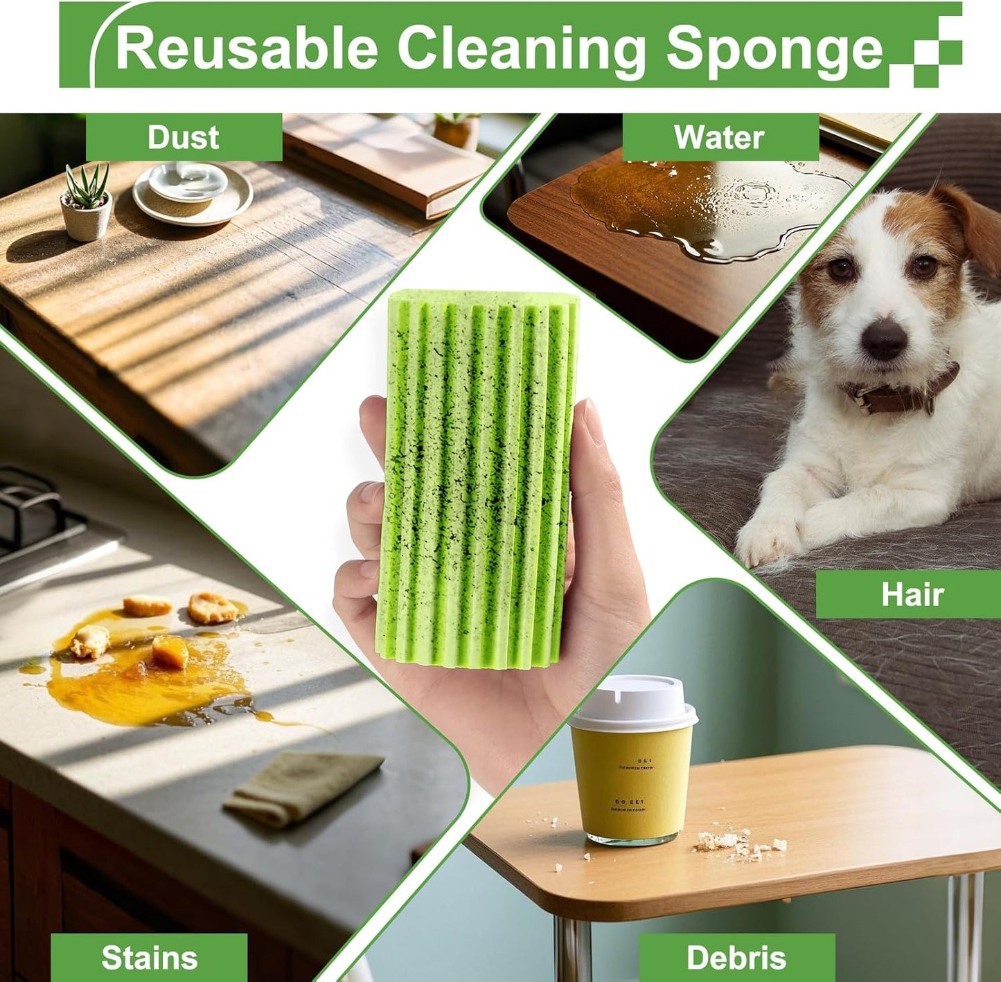 Jeymei 4-Pack Damp Clean Duster Sponge,Gray Damp Dusting Sponge,Duster Baseboard Cleaner Sponge with Ridges,Reusable Wet Duster Sponge,Household Cleaning Sponges for Blinds,Window Track Grooves