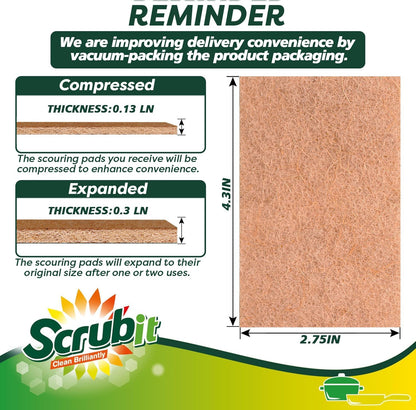 SCRUBIT Scouring Pads - Heavy Duty Scrub Pads for Cleaning Dishes - Non-Scratch - Reusable - Green (50, Green)