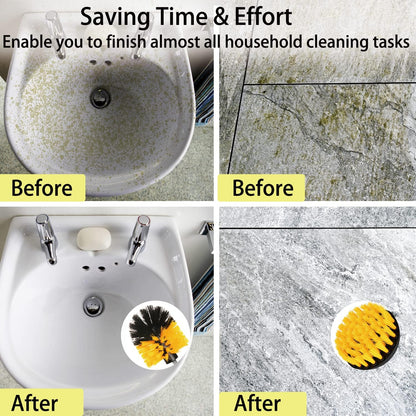 8 Pack Drill Brush Attachment Set,1/4in Power Scrubber Brush + Extend Long Rod, Power Cleaning Scrub Brush for Bathroom, Tub, Tile, Floor, Grout, Boat(White)