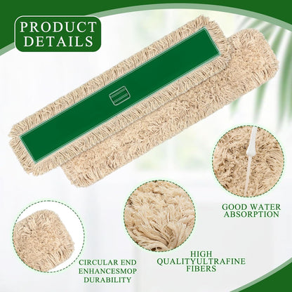 3 Pcs Large 48 Inch Commercial Dust Mop Pads Industrial Dust Mop Head Replacement Reusable Refill Pads for Floor Cleaning, Office, School, Restaurant, Hospital