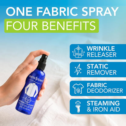 Clothes Wrinkle Release Spray Travel Size - Fragrance Free Wrinkle Release Mist - Fabric Deodorizer, Fabric Softener, & Anti Static Spray - Travel Essentials 3 Fl Oz (Pack of 1)