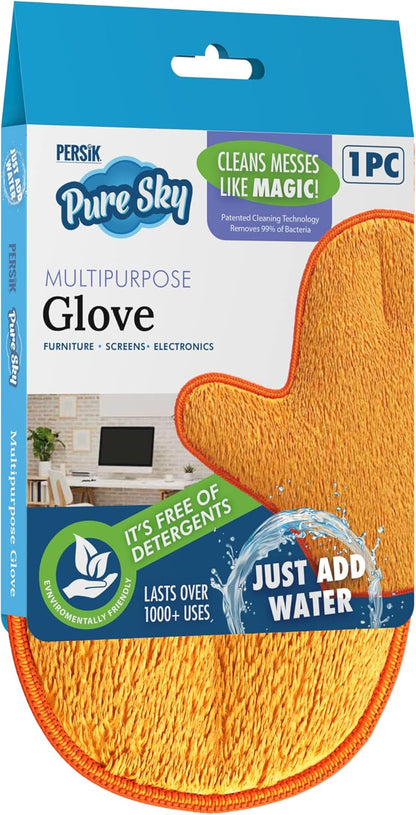 persik Pure-Sky Microfiber Glove Dusting Mitt - Ultra Microfiber Cleaning Cloth Glove - JUST ADD Water No Detergents Needed - Use for Cleaning Furniture, Home