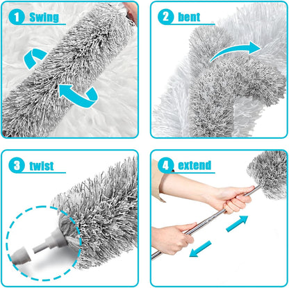 Feather Duster for Cleaning Extendable - Feather Duster for Cleaning The Indoor. 110 in Long Duster with Extension Pole for Clean Ceilings and Fans. Microfiber Duster for Blinds. Washable Dduster
