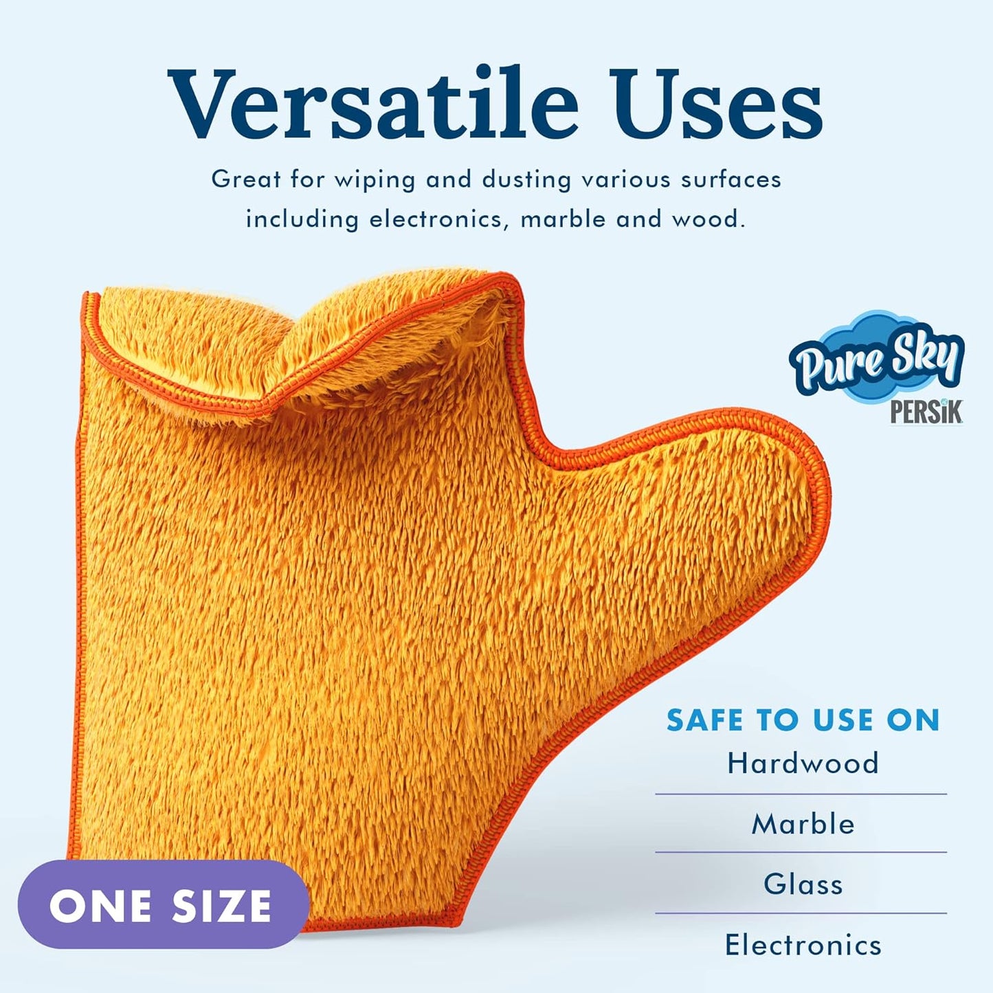 persik Pure-Sky Microfiber Glove Dusting Mitt - Ultra Microfiber Cleaning Cloth Glove - JUST ADD Water No Detergents Needed - Use for Cleaning Furniture, Home