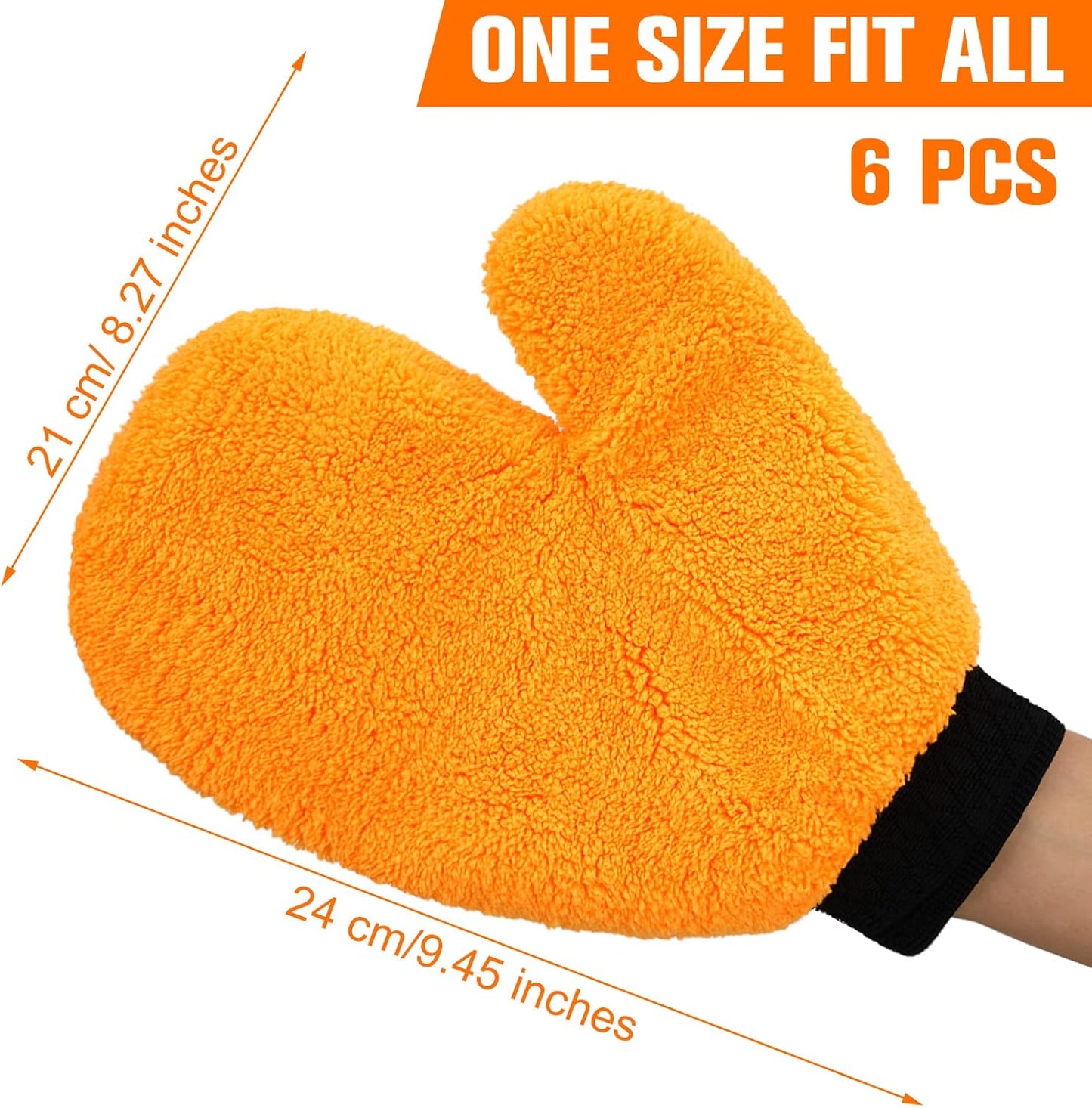 Remerry 6 Pcs Microfiber Mitts with Thumb for Cars Paint Wash Gloves Terry Weave Dusting Mitts