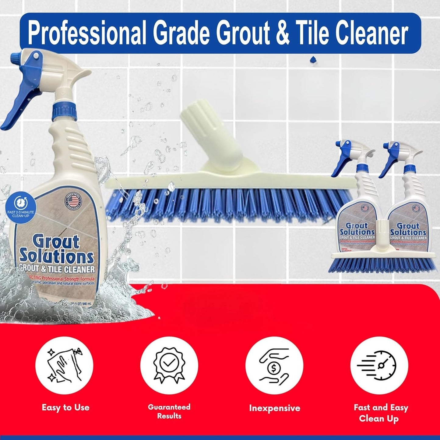 Professional-Grade Grout Cleaner for Tile, Ceramic, Porcelain & Marble – Acid-Free Formula for Safe, Deep Cleaning and Stain Removal