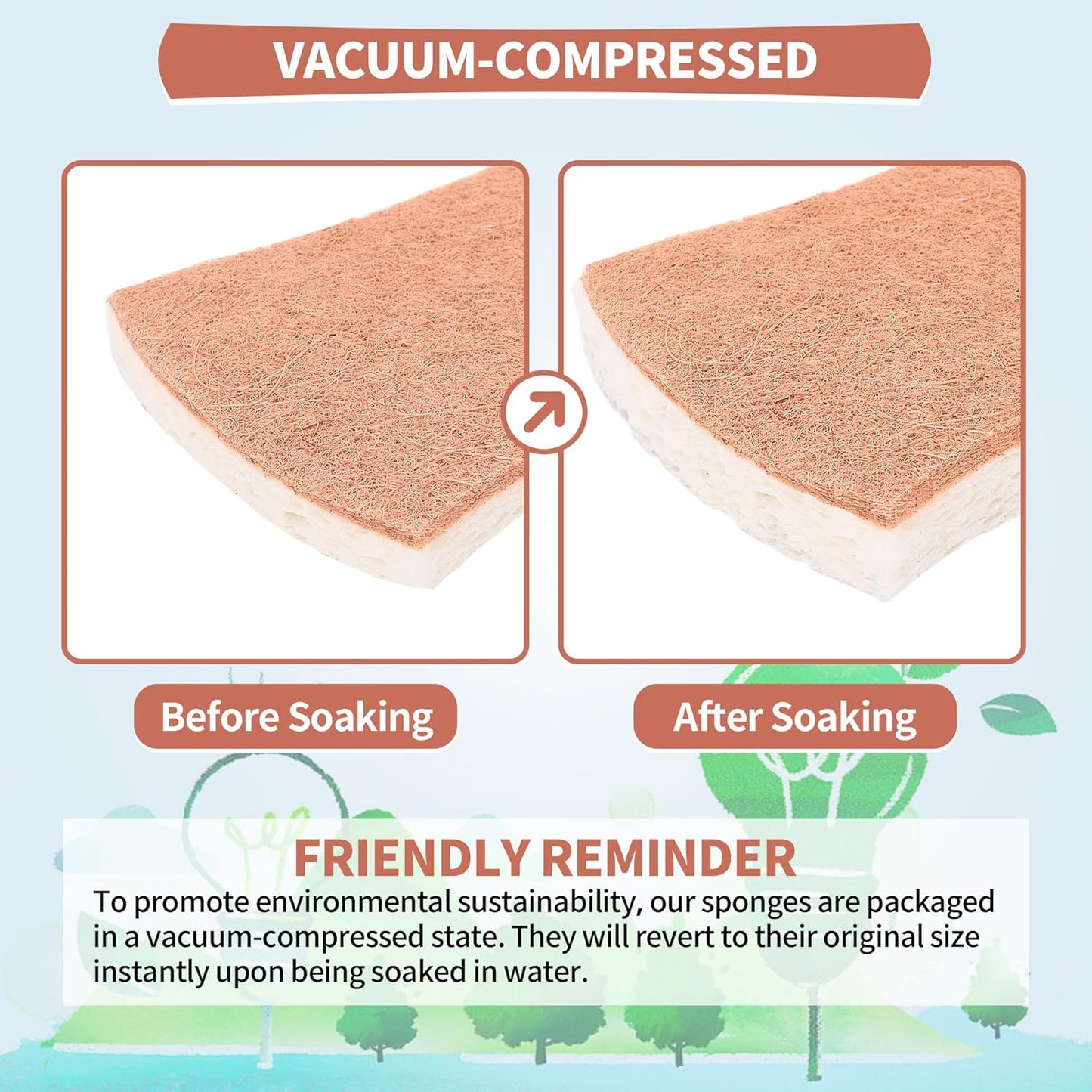 Non-Scratch Cellulose Scrub Sponges 12 Pack, Sponges Kitchen with Double-Side & Ergonomic Design for Dishes, Coated Cookware, Sink & Countertops.