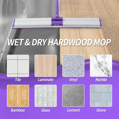 IVYROLL 24" Microfiber Mop for Floor Cleaning, Dry and Wet Floor Mop for Hardwood, Laminate, Tile, Vinyl, with 4 Washable Reusable Microfiber Pads