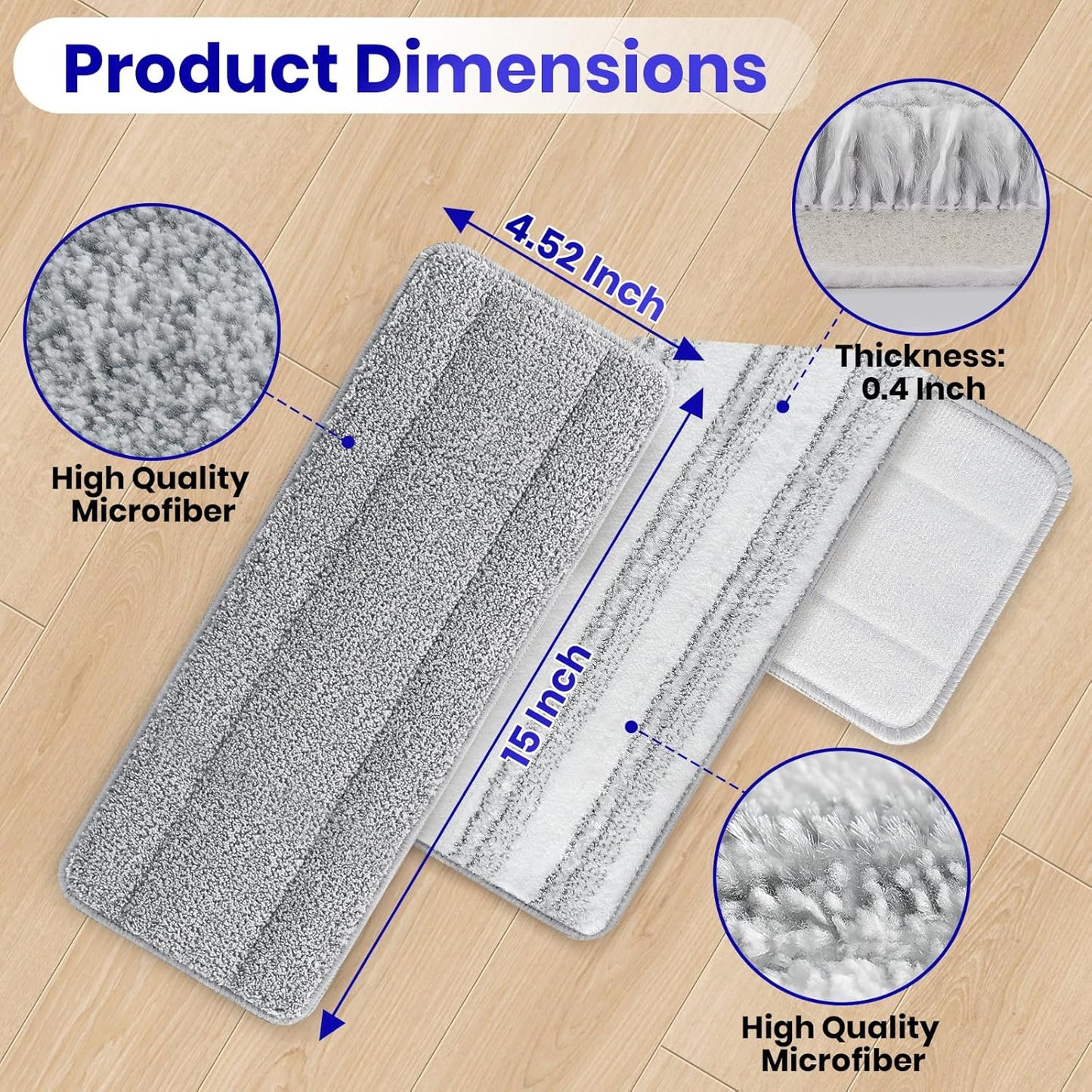 10Pcs Mop Replacement Pads,Compatible with Libman Rinse 'n Wring Mop Universal Mop Pads Mop Head Refills Washable Wet Mop,Compatible with Most 11-13” Size Mops