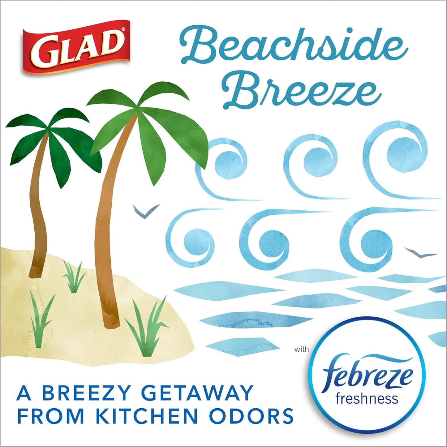 Glad Small Trash Bags 4 Gallon, Febreze Sweet Citron & Lime Garbage Bags, Odor Resistant with Drawstring, 80 Count