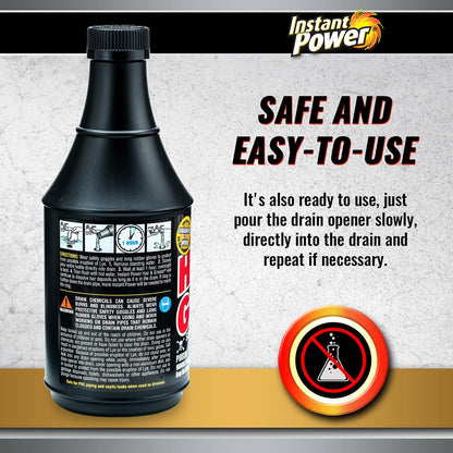 Instant Power Hair and Grease Drain Cleaner - Shower Drain & Sink Cleaner, Liquid Clog Remover, Made in USA, Sink Deodorizer - 1 Liter (Pack of 2)