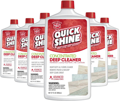 Quick Shine Multi Surface Deep Floor Cleaner and Wax Remover 27Fl oz,(Pack of 2) Removes Wax Build-Up,Revitalizes Floors &Cleans Grout,Use on Hardwood, Laminate, LVT,Tile and Stone,Pro-Level Cleaning