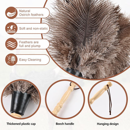 Extendable Cleaning Duster 94 Inch - Long Telescoping Ostrich Feather Dusters with Stainless Steel Extension Pole for High Ceiling Fan, High Ceilings,Roof Dusting