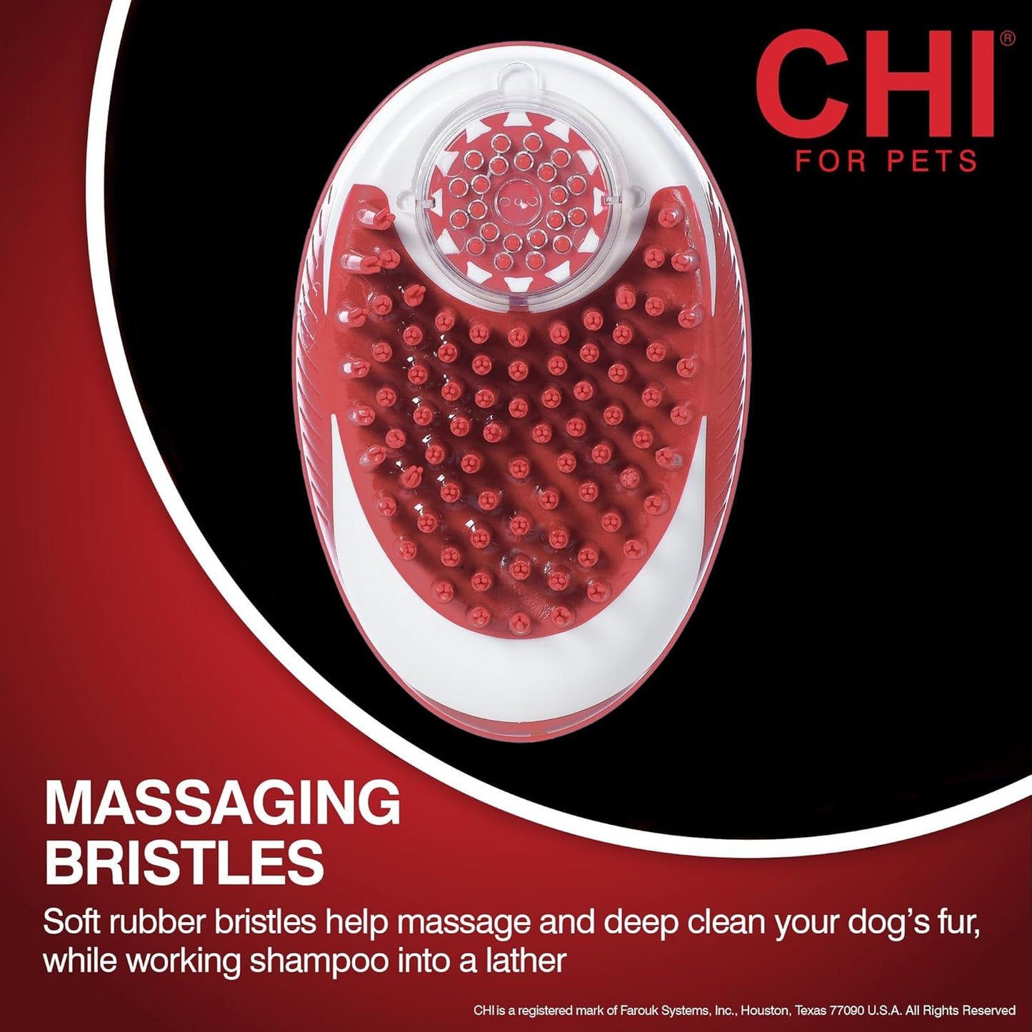 CHI for Dogs Rubber Fur Accumulator Brush, Dog Grooming Tool for Removing Loose Hair and Lint from Coats Furniture Clothing and Car Seats, Flexible Rubber Bristles, Easy Clean Grooming Brush