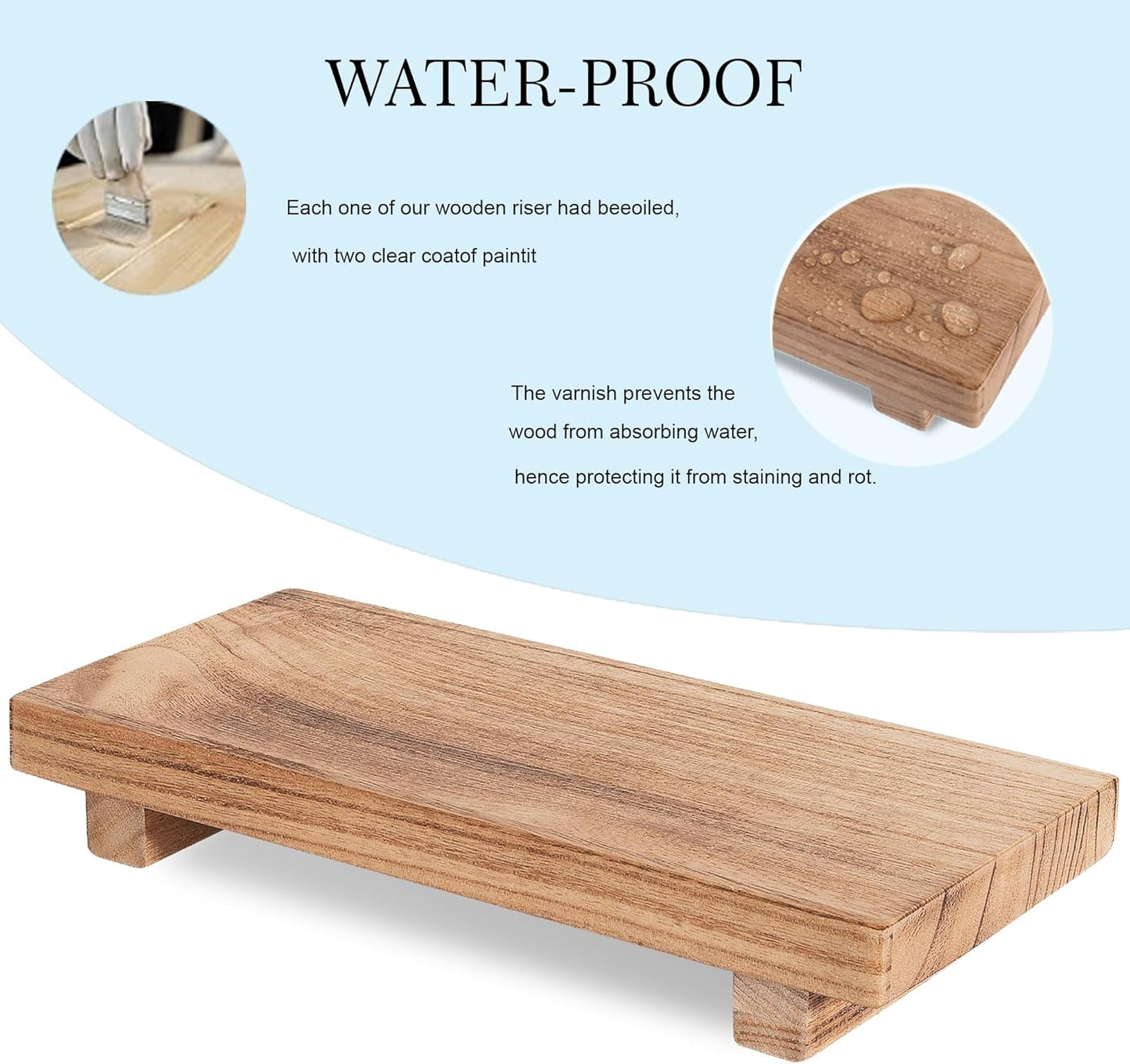 zoocatia Small Wood Tray Pedestal Stand Farmhouse Bathroom Decor Decorative Wooden Riser Kitchen Soap Dish Holder for Vanity, Counter, Sink, 9" x 5.9" - Black