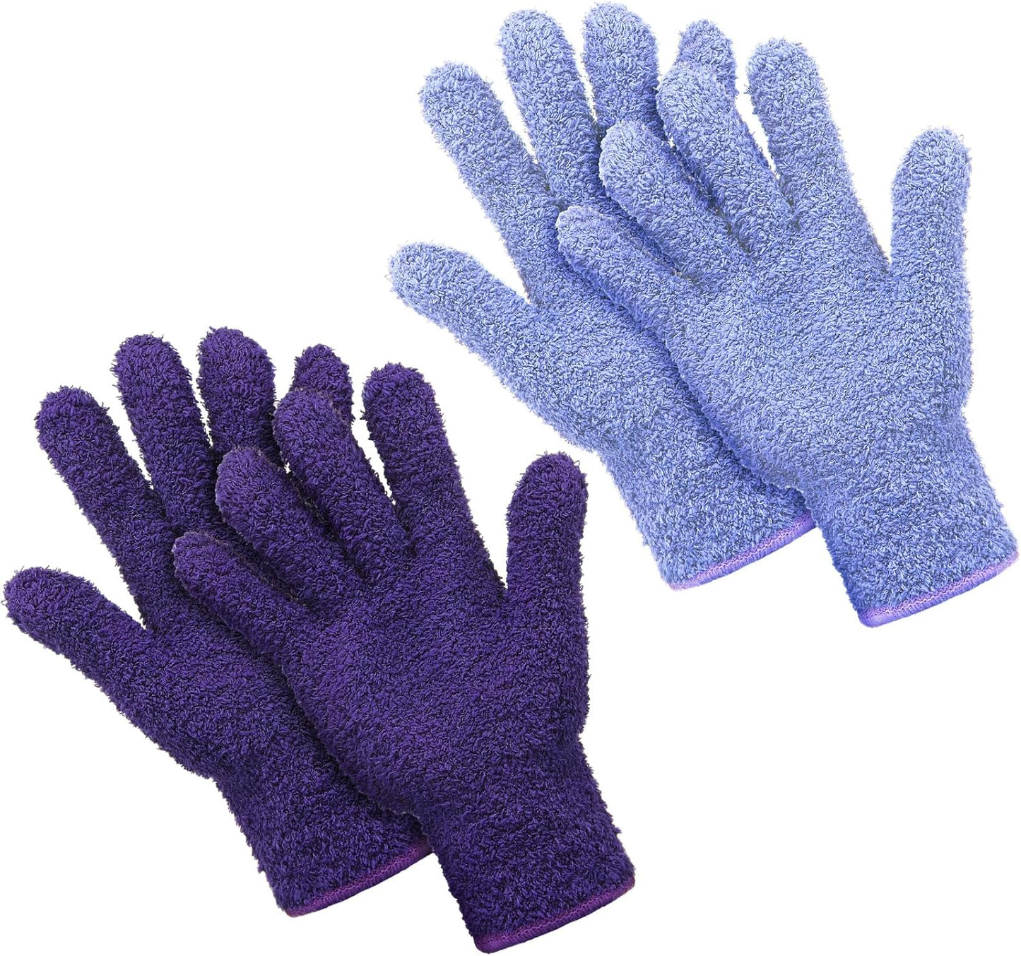 Patelai 2 Pairs Microfiber Gloves for plants Dusting Cleaning Glove Mittens House Cars Blinds Dusting(Blue, Grass Green,Large)