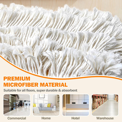 NEWE 24” Commercial Dust Mop, Large Dry Dust Push Broom Indoor, Wide Floor Duster for Laminate, with 2 pcs Microfiber Pads, Hardwood, Tile, Marble (Yellow)