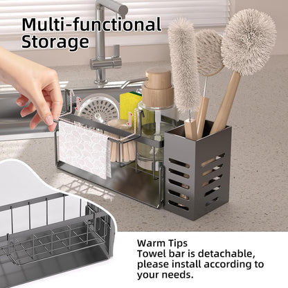 Kitchen Caddy Sink Organizer,Sponge Holder for Kitchen Sink,Dish Soap Dispenser,Kitchen Sink Accessories Countertop Organizer,Stainless Steel Sink Sponge Caddy Over the Sink Shelf