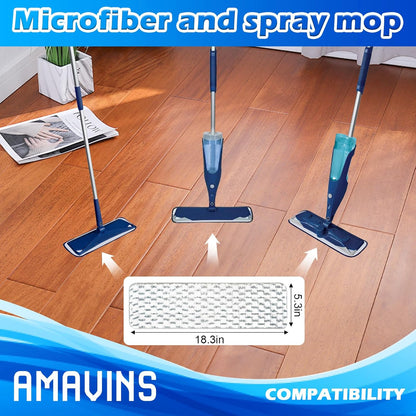 3 Pack Microfiber Reusable Mop Pads, Wet/Dry Floor Cleaning Refill Mop Pads, Spray Mop Hard Wood Floor Mop Pads Refills, Machine Washable Power Mop Pads Replacement