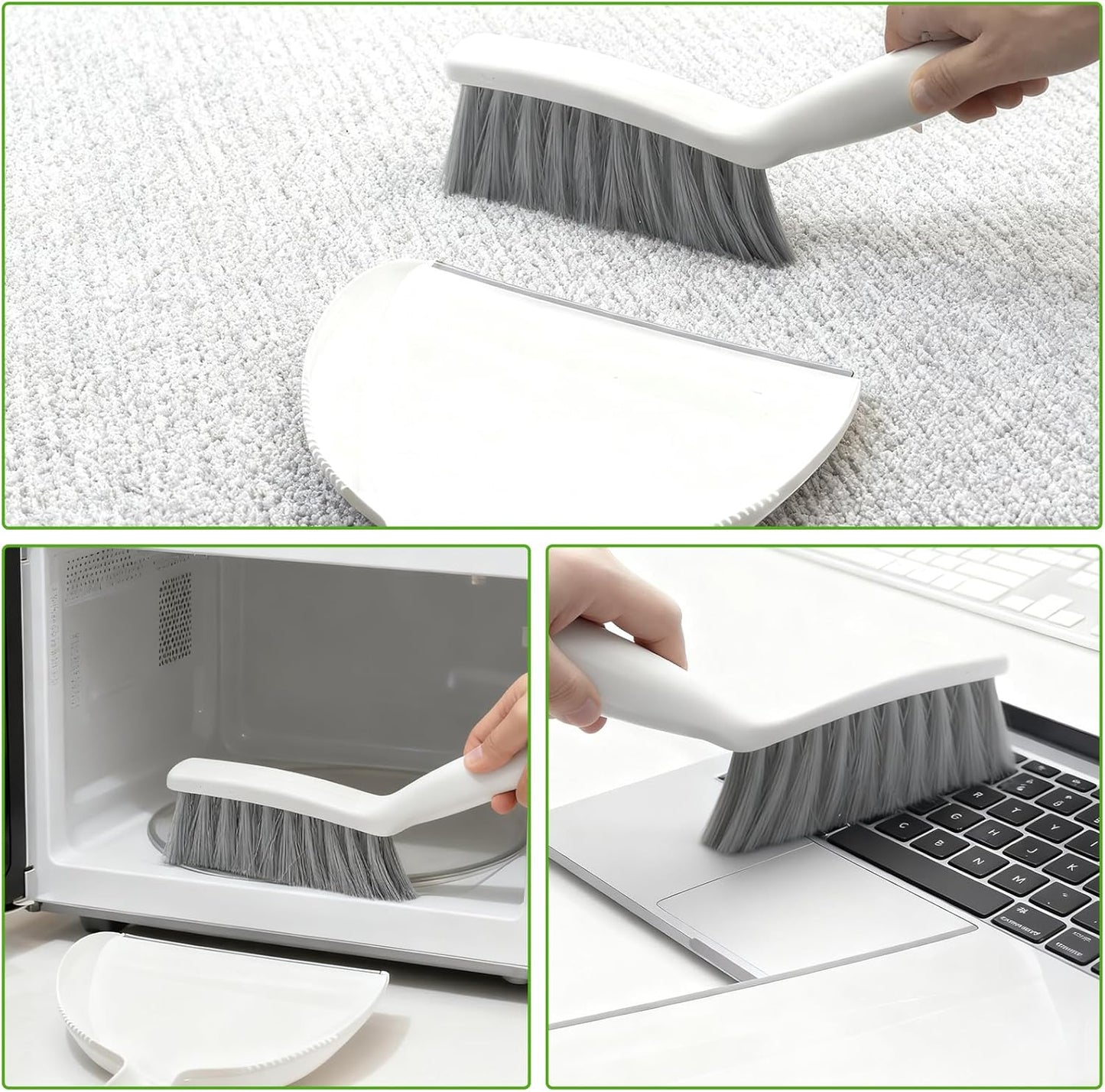 Mini Broom and Dustpan Set,Hand Broom with Dustpan Combo Nesting Snap-On Handheld Dust Pan and Brush Set, Small Broom and Dustpan Set for Kitchen, Desktop, Pet, Floor, Sofa, Grey White