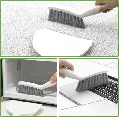 Mini Broom and Dustpan Set,Hand Broom with Dustpan Combo Nesting Snap-On Handheld Dust Pan and Brush Set, Small Broom and Dustpan Set for Kitchen, Desktop, Pet, Floor, Sofa, Grey White